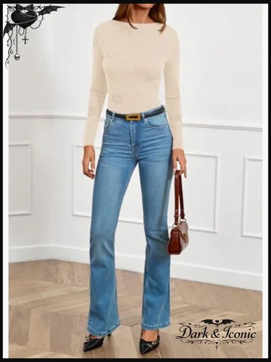 Slim Fit Cropped Sweater Long Sleeve Lightweight Knit Boat Neck Pullover - Picture 5 of 7